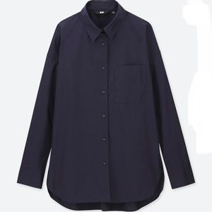 Uniqlo long tunic cotton shirt Navy Blue Size XL